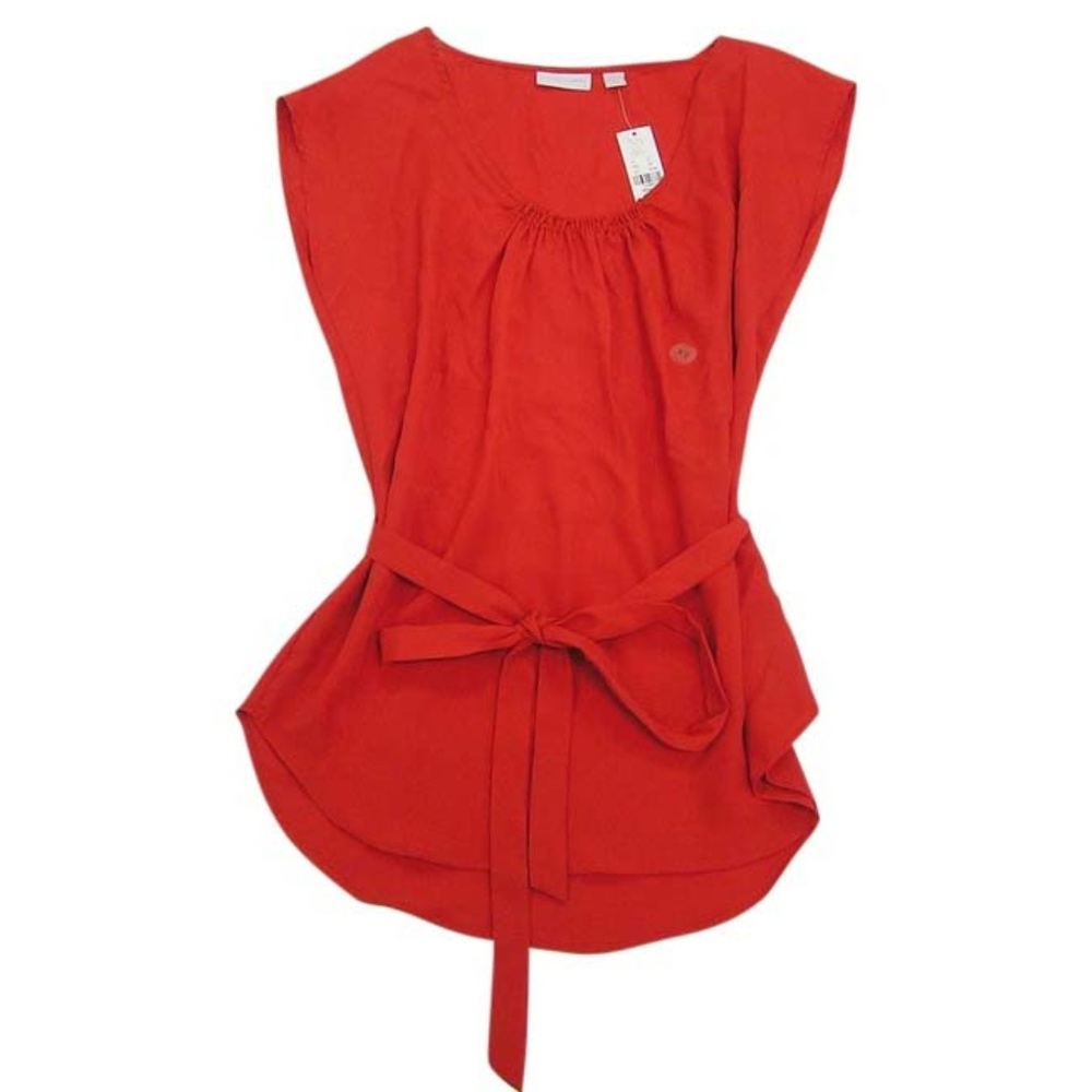 New York & Company Red belted sleeveless top XS